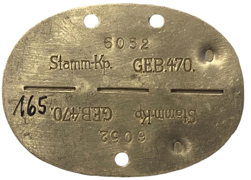 Stamm-Kp. G.E.B.470. Aluminium Dog-Tag (Published)
