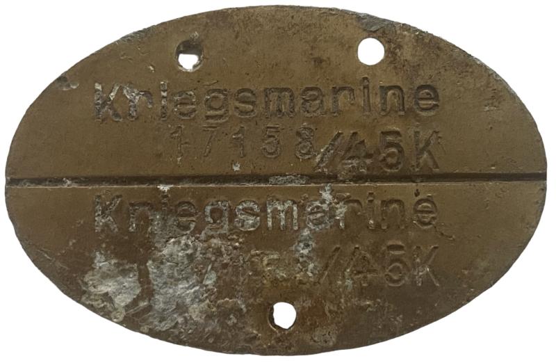 Kriegsmarine Erkennungsmarke 17458/45K